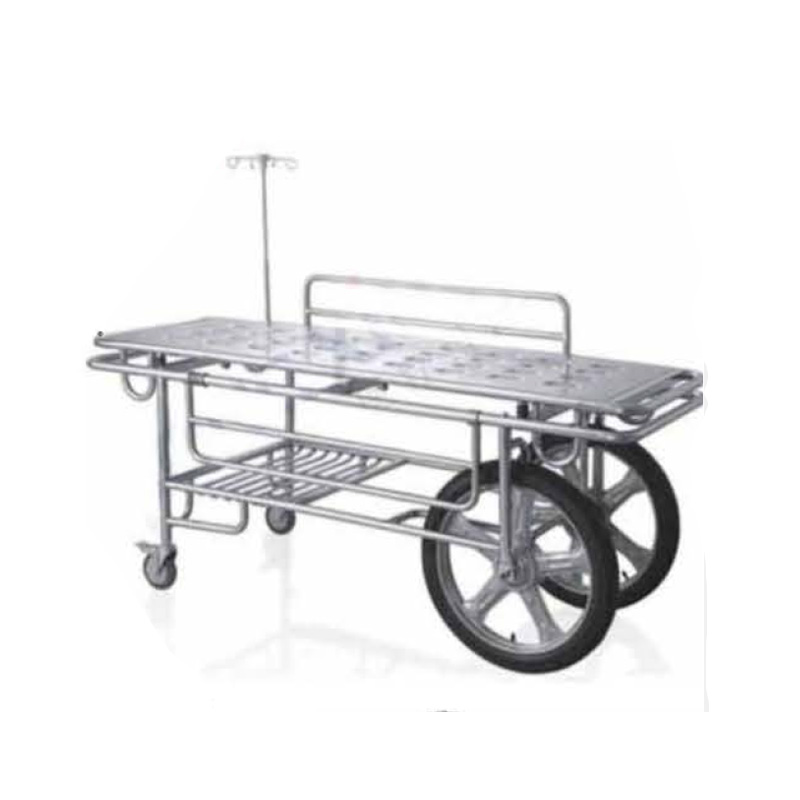 S.S Stretcher Trolley with Two Big Whe